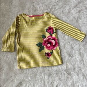 Mini Boden Yellow Striped Top with Pink Accents